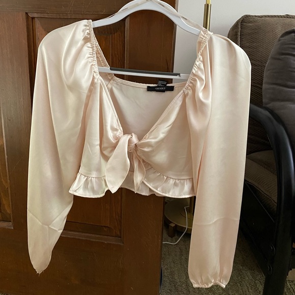 Satin Crop Top Blouse - Picture 1 of 2